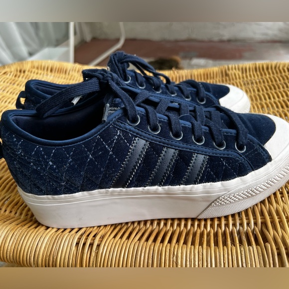 Adidas Nizza Platform Navy Velvet Sneakers - size 7.5 - Picture 4 of 14